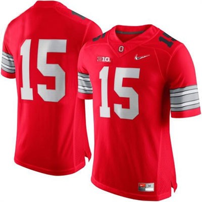 Men's NCAA Ohio State Buckeyes Only Number #15 College Stitched Diamond Quest Authentic Nike Red Football Jersey FA20K42ML